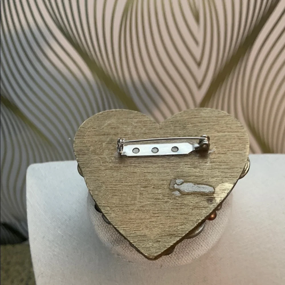 Heart-Shaped Multicolor Brooch